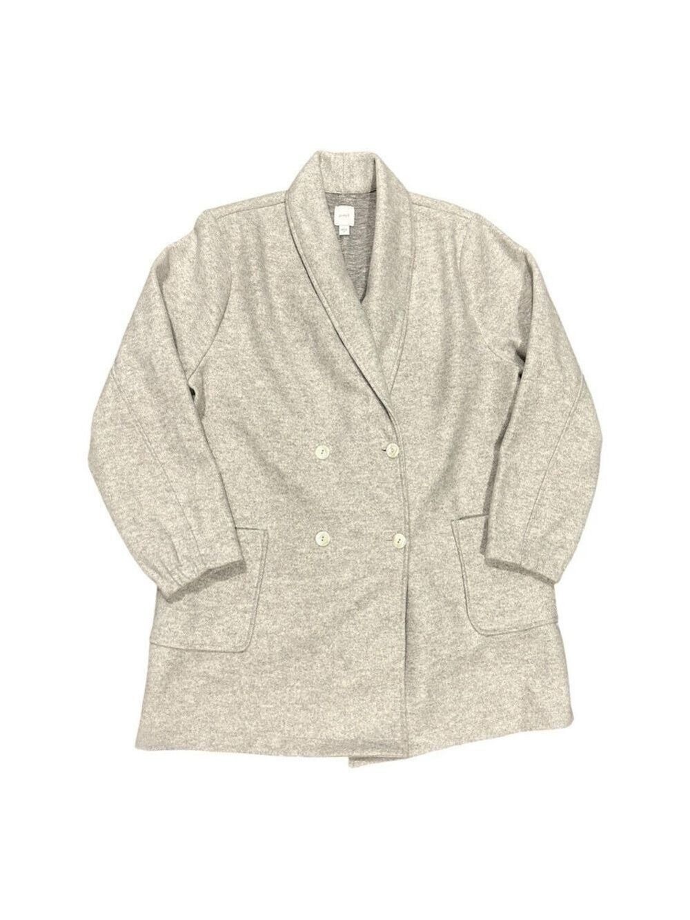 NEW Pure Jill J Jill Double Breasted Shawl Collar Pea Coat Lt Gray Size Medium